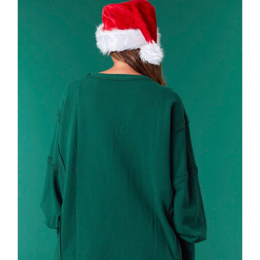 FF168–🎄🎁Corduroy Christmas Patchwork French Terry Sweatshirt - Picture 3 of 3